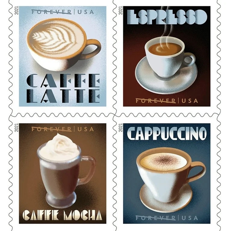 1 sheet - 2021 Expresso Drinks Forever Stamps
