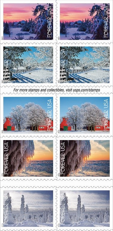 1 Sheet - 2025 Winter Landscapes Forever Stamps